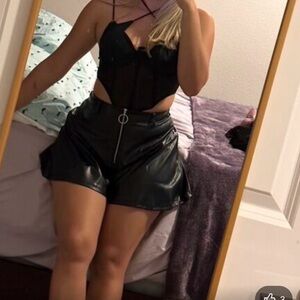 Black wide trouser shorts